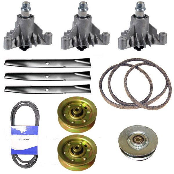 Aic Replacement Parts 44 GT6000 Fits Craftsman Mower Deck Rebuild Kit Spindles Blades Pulleys Belt KT-LAE40-0069 - main